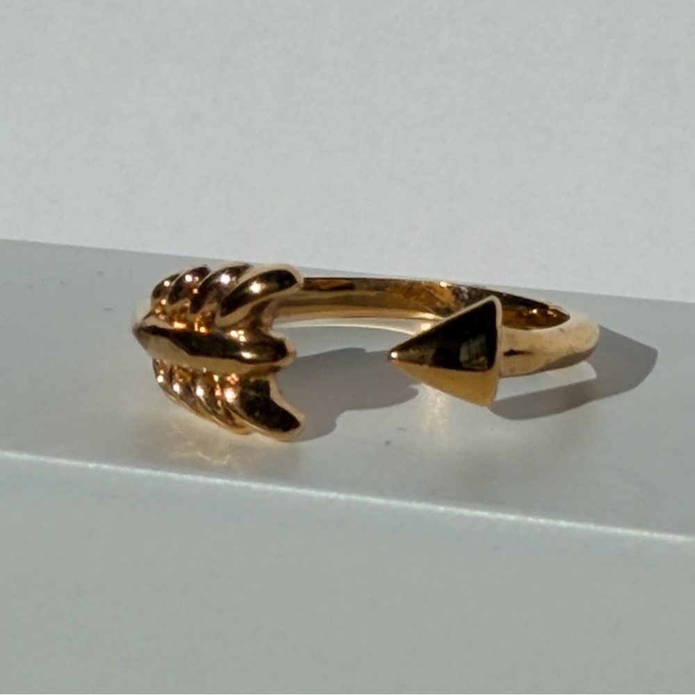 Vintage-Inspired Gold Feather & Arrow Wrap Ring – Adjustable Beautiful gold-tone